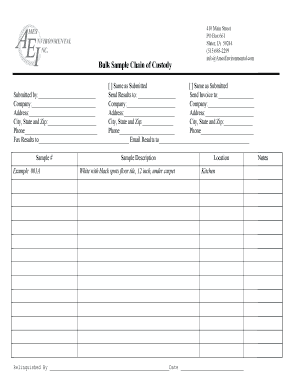 Bulk Sample Chain of Custody Form