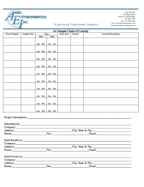 Air Sample Chain of Custody Form
