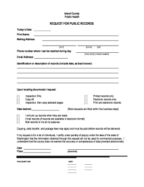 Washington Public Records Request Form