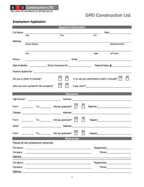 Employment Application Form