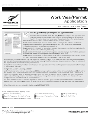 Work Visa/Permit Application for New Zealand