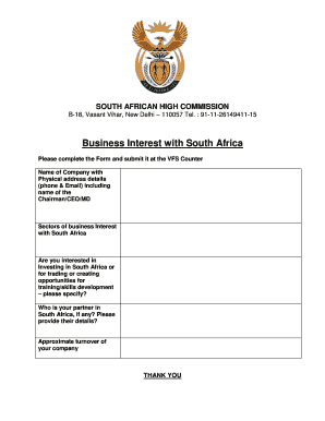 South Africa Business Interest Form