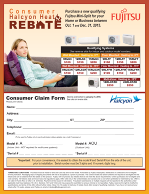 Fujitsu Mini-Split Rebate Form