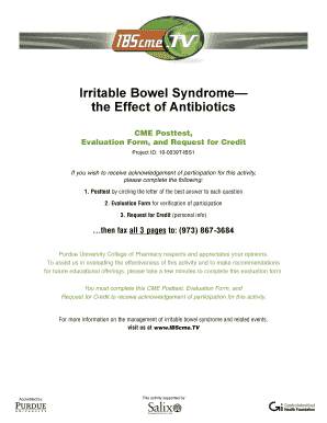 CME Posttest and Evaluation Form for Irritable Bowel Syndrome