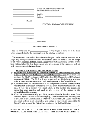 Florida Eviction Summons