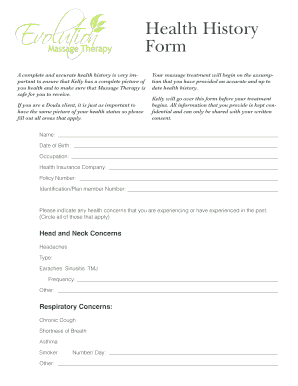 Health History Form