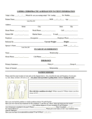 Chiropractic New Patient Information Form