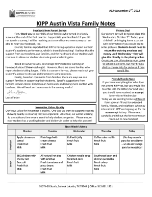 KIPP Austin Vista Family Notes
