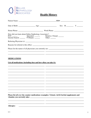 Patient Health History Form
