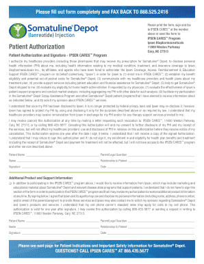 Patient Authorization Form for IPSEN CARES Program