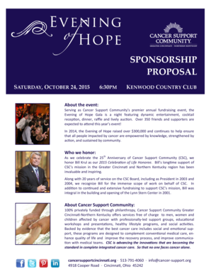 SPONSORSHIP PROPOSAL - Cancer Support Community - cancersupportcincinnati