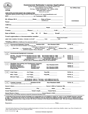 Commercial Saltwater License Application
