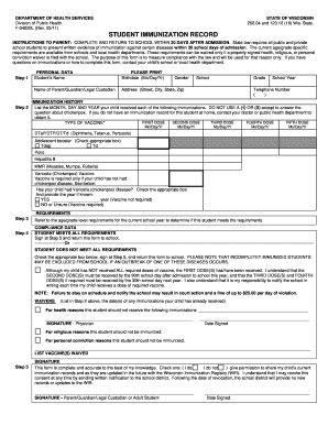 Wisconsin Student Immunization Record