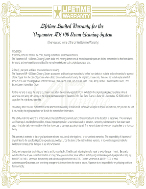 Vapamore MR-100 Steam Cleaner Warranty