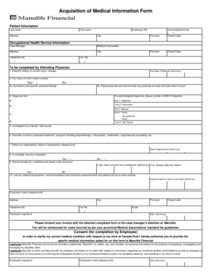 Acquisition of Medical Information Form