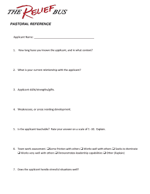 Reference Form for Applicant