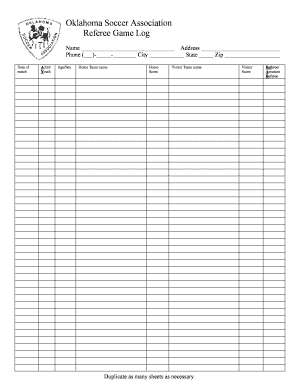 Oklahoma Soccer Association Referee Game Log