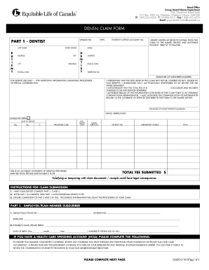 Canadian Dental Claim Form
