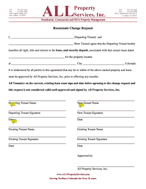 Roommate Change Request Form