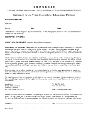 Permission to Use Visual Materials for Educational Purposes