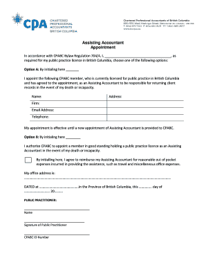 Assisting Accountant Appointment Form