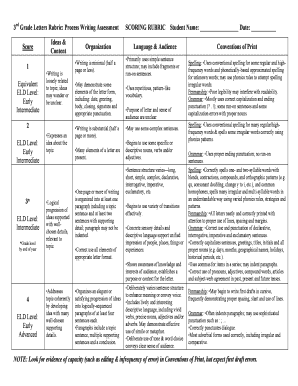 3rd Grade Letters Rubric