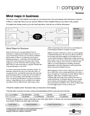 Mind Maps in Business Worksheet