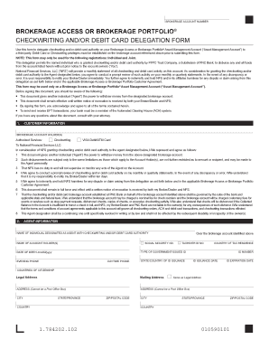 Brokerage Account Checkwriting and Debit Card Delegation Form