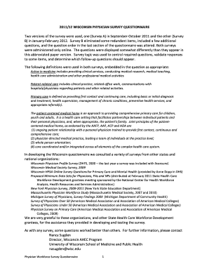 Wisconsin Physician Survey Questionnaire