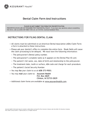 Dental Claim Form