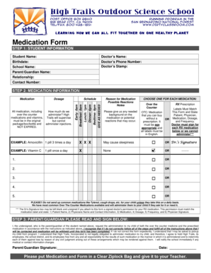 High Trails Medication Form