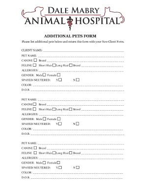 Additional Pets Form