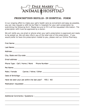 Prescription Refill Request Form
