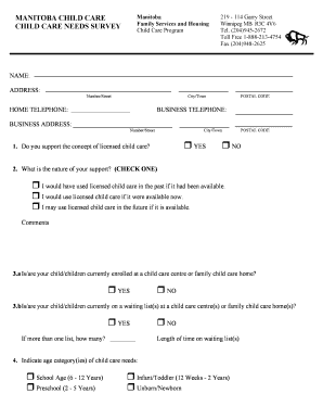 Manitoba Child Care Needs Survey