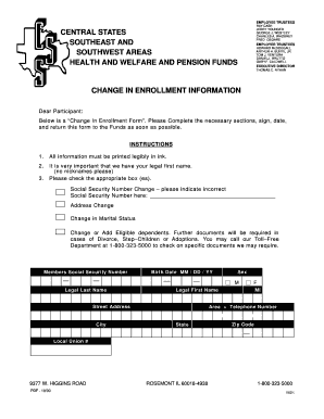 Change in Enrollment Form