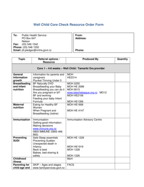 Well Child Core Check Resource Order Form