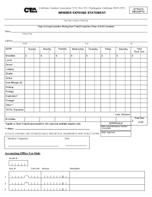 California Teacher Expense Reimbursement Form