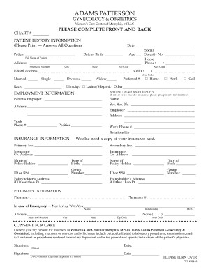 Patient History and Consent Form