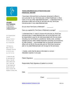 TennCare/Medicaid Attestation and Financial Waiver
