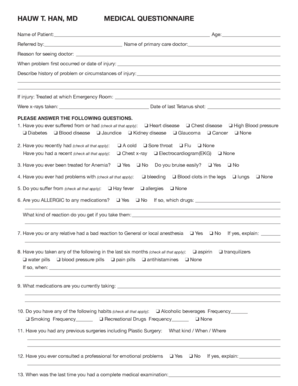 Medical Questionnaire