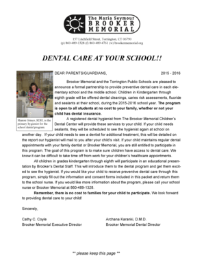 School Dental Care Consent Form