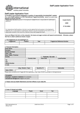 CISV Staff-Leader Application Form