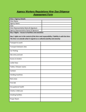 Agency Workers Regulations Hirer Due Diligence Assessment Form