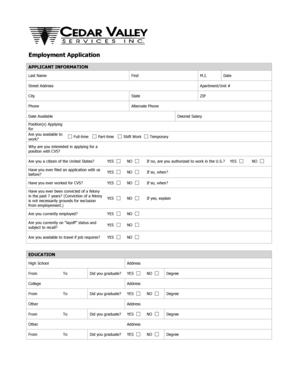 CVS Employment Application Form
