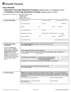 Request for Over-Age Dependant Coverage