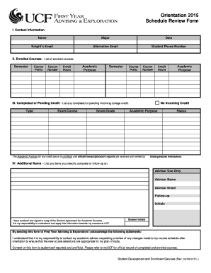 Schedule Review Form