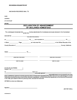 California Declaration of Abandonment of Declared Homestead