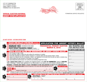 Michigan Absent Voter Ballot Application