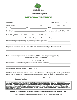 Election Inspector Application