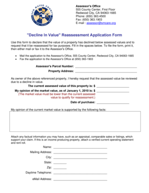 Decline In Value Reassessment Application Form